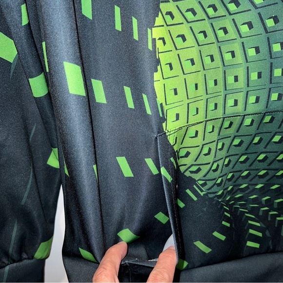 Sa-Shine Geometric Print Hoodie Small Men's Multicolored Green and Black pockets - Picture 3 of 7